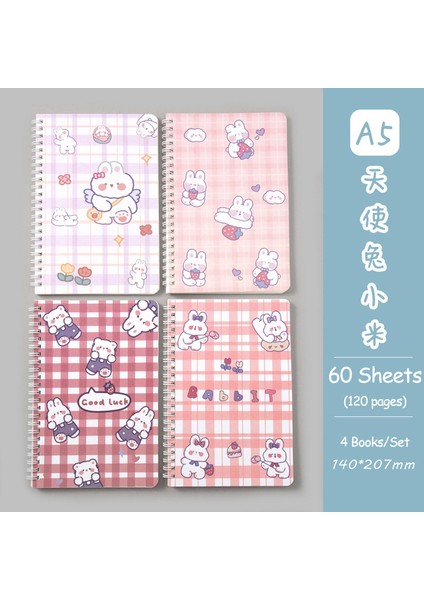 Melek Tavşan Rastgele 2 Kitap A5 Boyutu Bobin Astarlı Defterler Kawaii Kapak 2 Rastgele Sevimli Kitaplar Kawaii Kore Kırtasiye Öğrenciler Için Okul Malzemeleri (Yurt Dışından)