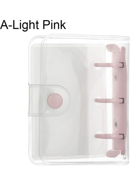 A-Açık Pembe Yaratıcı 3 Delik Mini Pvc Gevşek Yaprak Defter Kapağı Dergisi Gezgin Taşınabilir Dizüstü Klip Dolum Aksesuarı Okul Kırtasiye (Yurt Dışından)