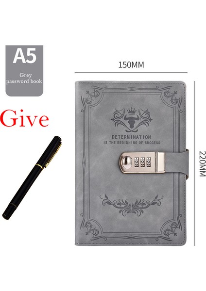 Gri Dizüstü 400 Sayfa A5 Retro Şifre Kitap Kilitli Günlüğü Kalınlaştırılmış Şifre Kilidi Öğrenci Not Defteri Kırtasiye Defter Özel Teklif Klasik Kitaplar (Yurt Dışından)