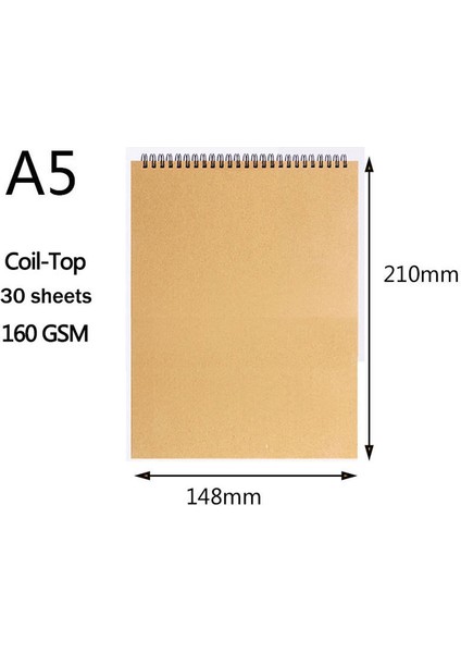 A5-Top Sketchbook Retro Spiral Keten Ciltli Defter 120 Sayfa 160GSM Sanat Çizim Kırtasiye Okul Malzemeleri Için Doldurulabilir (Yurt Dışından)