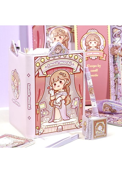 C Küçük Mochi Yeni Ürün Ranran Yıldız El Kitabı Hediye Kutusu El Kitabı, Defter, Günlük Kitabı, Büyük Hediye Çantası Komple Set (Yurt Dışından)