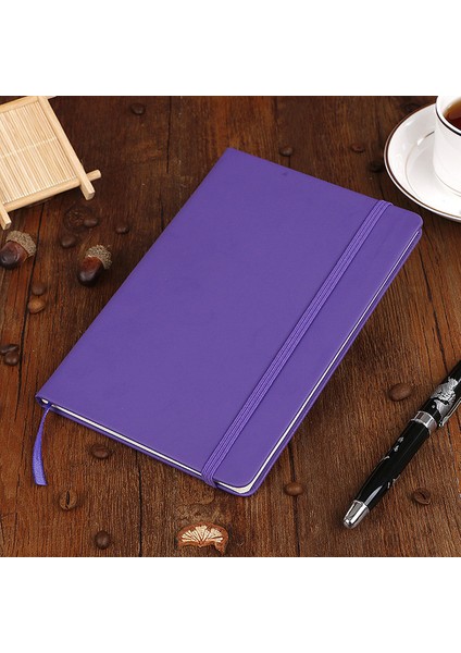 Mor 21X14 A5 Bullet Defter Dergisi Kırtasiye Malzemeleri Retro Elastik Bandaj Ciltli Düz Renk Mürekkep Geçirmez Kalın Kağıt Günlüğü Ofis (Yurt Dışından)