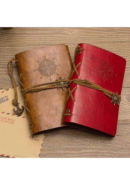 Gri Retro Spiral Defter Günlüğü Not Defteri Vintage Korsan Çapalar Pu Deri Not Defteri Değiştirilebilir Kırtasiye Hediye Gezgin Dergisi (Yurt Dışından)