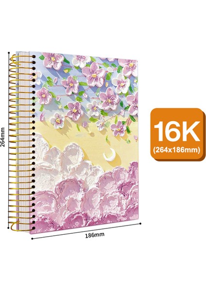 Şeftali Çiçeği B5 Van Gogh Boyama 302 Sayfa B5 Süper Kalınlaşmak Dizüstü Dergisi Gevşek Yaprak Bobin Dergisi Gündem Kırtasiye Not Defteri (Yurt Dışından)