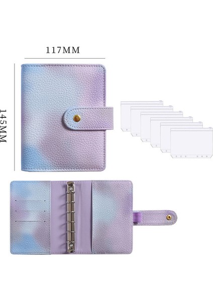 H Set A7 A7 Pu Deri Bütçe Bağlayıcı Dizüstü Nakit Zarflar Sistemi Seti Klipsli Bağlayıcı Cepler Para Bütçe Tasarrufu Fatura Organizatör (Yurt Dışından)