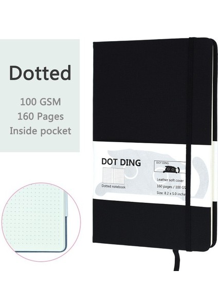Siyah A5 A5 Bez Kapak Noktalı Defter Dergisi 100 Gsm Fildişi Beyaz Kağıt Günlüğü Officeschool Not Defteri Malzemeleri Kırtasiye (Yurt Dışından)