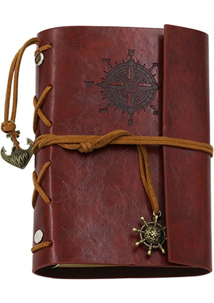 Gri Retro Spiral Defter Günlüğü Not Defteri Vintage Korsan Çapalar Pu Deri Not Defteri Değiştirilebilir Kırtasiye Hediye Gezgin Dergisi (Yurt Dışından)