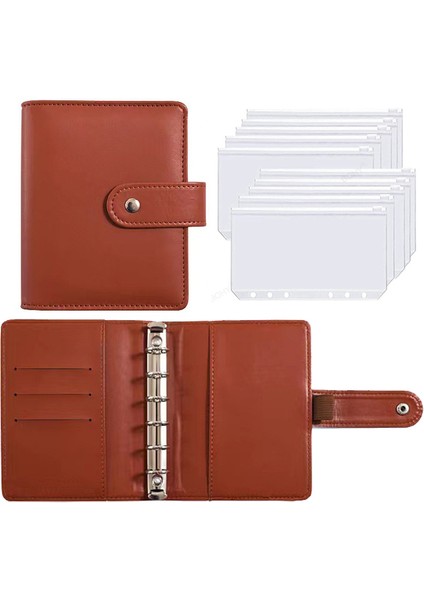 G Set A7 2023 Yeni Pu Deri Defter A7 Bağlayıcı Dıy Planlayıcısı Organizatör 6 Fermuarlı Cepler 12 Adet Bütçe Sayfası 2 Adet Fransız Alfabesi Çıkartmalar (Yurt Dışından)