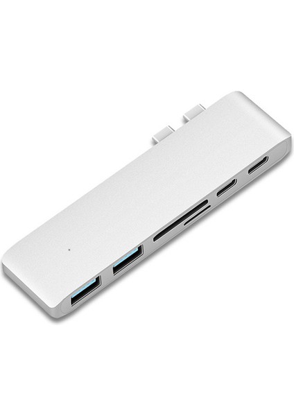 Gümüş 6 In 1 Alüminyum USB C Hub USB Tip C Hub Adaptörü Dongle MacBook Pro 13 "15" 2016 2017 Thunderbolt 3 Usb-C Verileri Için Uyumlu (Yurt Dışından)