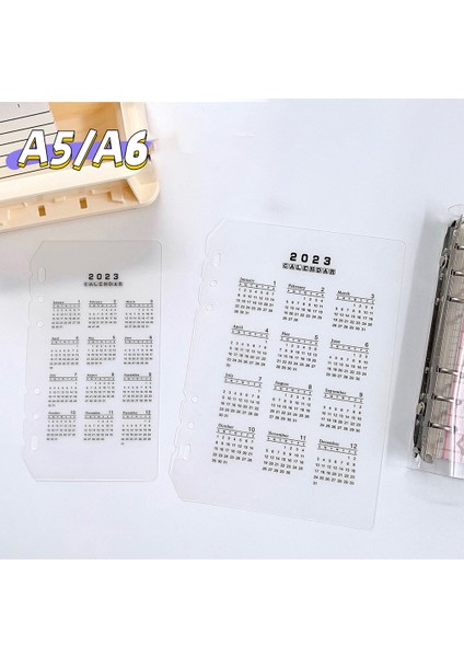 A5 2023 A5 A6 Takvim Defter Bölücüler Yıl Aylık Planlayıcı Şeffaf Yer Imleri Gevşek Yaprak Defter Gündem Notları Pedler Bölücüler (Yurt Dışından)