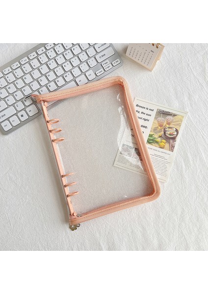 Pembe A6 10 Adet A5 Şeffaf Dosya Tutucu Dizüstü 6 Delik Gevşek Yaprak Dıy Belge Çantası Bağlayıcı Halkaları Pvc Depolama Bağlama Klasörü (Yurt Dışından)