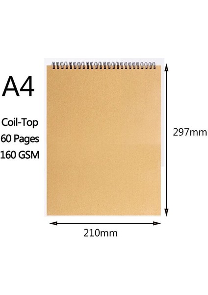 A4-Top Profesyonel Eskiz Defteri Boş Suluboya Dizüstü 160 Gsm Spiral Günlüğü Sanat Okul Malzemeleri Kalem Çizim Not Defteri Kırtasiye (Yurt Dışından)