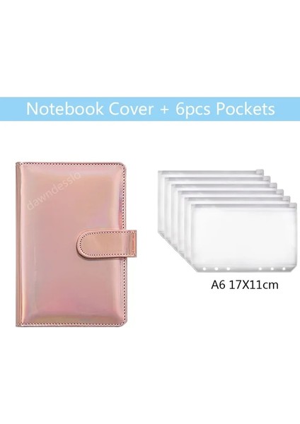 Rosegold Seti A6 Pu Deri Bütçe Bağlayıcı Dizüstü Nakit Zarflar Sistemi Seti Bağlayıcı Cepler Para Bütçe Tasarrufu Fatura Organizatör (Yurt Dışından)