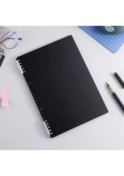 Siyah Klipsli A4 A4 B5 A5 4 Adet Dıy Gevşek Yaprak Defter Dolum Spiral Kapak Dizin Kağıdı Iç Sayfalar Günlük Planlayıcı Çizgi Izgara Boş Gündem (Yurt Dışından)
