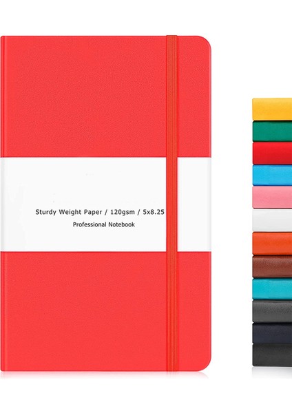 Noktalı Kırmızı A6 Defter Dergisi Sert Kapak, Çizgili/boş/noktalı Ince Iç Cepli Premium Kalın Kağıt, Günlük Yazımı Için Suni Deri (Yurt Dışından)