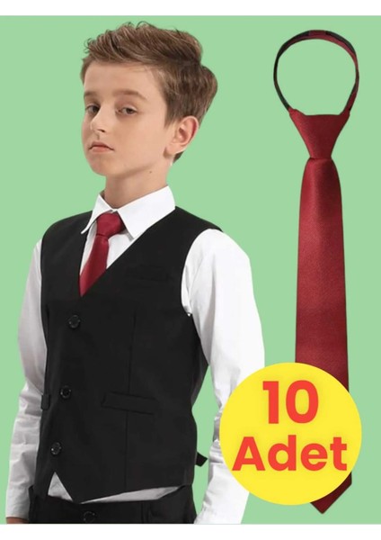 Unisex 5 - 10 Yaş Çocuk Lastikli Kravat 10 Adet