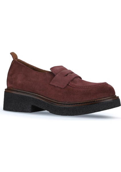 Bordo Süet Kadın Loafer 01WZ4302