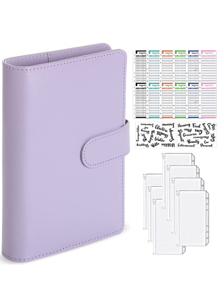 Mor Kapak A6 A6 Bütçe Bağlayıcı Defter Nakit Zarflar Sistemi Seti Bağlayıcı Cepler Pu Deri Para Bütçe Tasarrufu Fatura Organizatör Aksesuarları (Yurt Dışından)