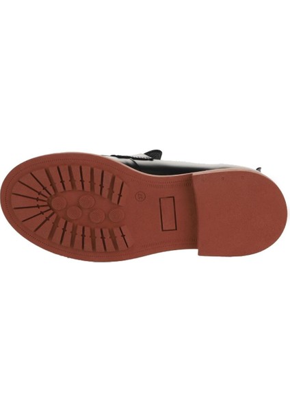 Siyah Pembe Açma Deri Kadın Loafer 01WZ4000