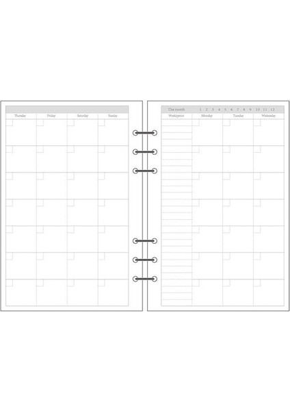 5 Aylık Plan A5 Aylık/haftalık/günlük Spiral A6 A5 A7 B5 A4 Halkalı Defter Kağıdı, Filofax Düzenleyici Dolgu (Yurt Dışından)