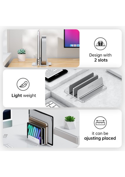 LD02-SLIVER Omoton Dikey Dizüstü Bilgisayar Standı Alüminyum Çift Masaüstü Yerçekimi Tutucu, Ayarlanabilir Bağlantı Istasyonu ile 17,3 Inç'e Kadar Yüzey Kitap Masasına Uyuyor (Yurt Dışından) modelleri