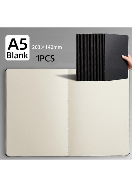 A5 Siyah Boş A4/a5/b5 Eskiz Defteri Boş Izgara Çizgili Defter Çizim Boyama Grafiti Dizüstü Günlüğü Not Defteri Kırtasiye Okul Malzemeleri (Yurt Dışından)
