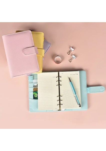Kahverengi A5 Macaron Renk A5 A6 6 Telli Pu Klipsli Defter Deri Gevşek Yaprak Defter Kapağı Defterler Dergisi Kawaii Kırtasiye (Yurt Dışından) modelleri