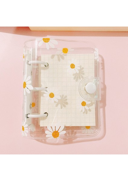 D Kawaii Papatyalar Şeffaf Mini 3 Halka Bağlayıcı Gevşek Yapraklı Defter Günlük Defteri Not Defteri Scrapbooking Ofis Okul Malzemeleri (Yurt Dışından)