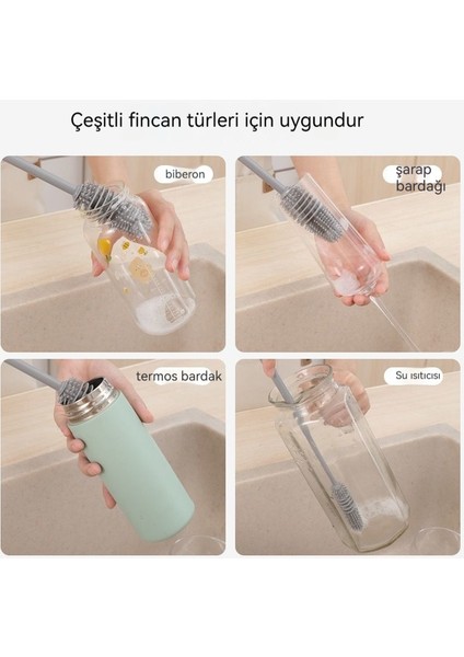 Silikon Uzun Saplı Fincan Fırçası Yalıtım Fincan Temizleme Fırçası Uzun Saplı Cam Fırça (Yurt Dışından)