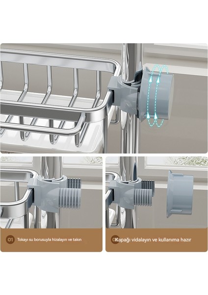 Mutfak Musluk Depolama Rafı Sünger Fırça Ovma Pedi Bez Depolama Rafı (Yurt Dışından)
