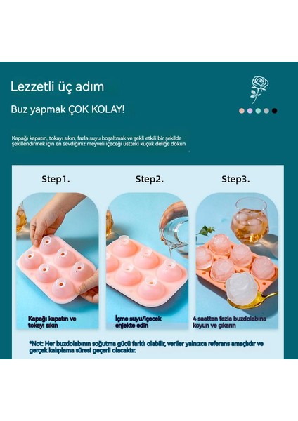 Tokalı Gıda Sınıfı Silikon Sızdırmaz Gül Buz Küpü Kalıbı (Yurt Dışından)