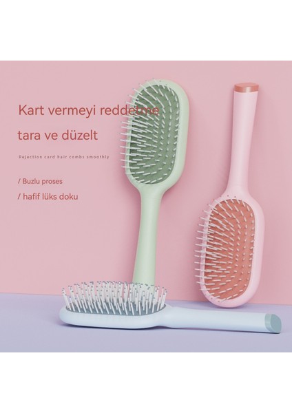 Kremalı Makaron Dikey Uzun Saplı Hava Yastığı Masaj Kuaförlük Tarağı (Yurt Dışından)