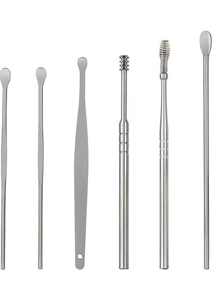 6'lı Paket Yetişkin Ev Kulak Temizleyici Taşınabilir Spiral Kulak Kepçesi Seti (Yurt Dışından)