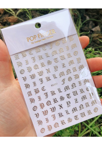 WG331YIN Yeni Roman 26 Ingilizce Alfabe Numarası 3D Kendinden Yapışkanlı Nail Art Çıkartma Kelime Küçük Harf Tırnak Dövmeler Süslü Çıkartmalar (Yurt Dışından)
