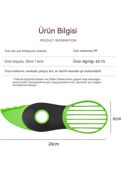 Çok Fonksiyonlu Üçü Bir Arada Avokado Kesici (Yurt Dışından)