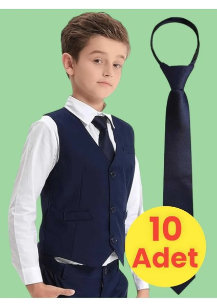 Unisex 5 - 10 Yaş Çocuk Lastikli Kravat 10 Adet