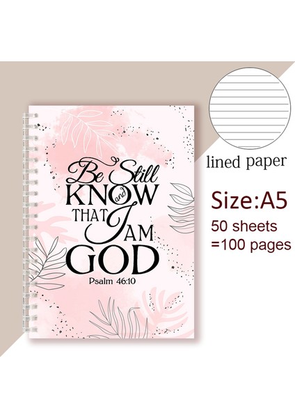 Stil 8 A5 Mezmur 46 10 Ayet - Sakin Olun ve Tanrı Olduğumu Bilin - Spiral Defter Hristiyan Alıntısı Incil Not Defteri Bilgelik Titreşimi Inanç Sözleri (Yurt Dışından)