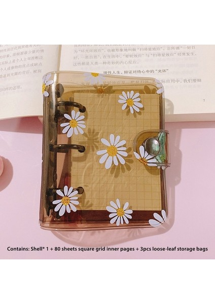 Siyah Set Haile Sevimli Şeffaf Mini Cep Gevşek Yaprak 3 Halka Günlüğü Gündem Dizüstü Organizatör Bağlayıcı Dergisi Bağlayıcı Kore Kırtasiye (Yurt Dışından)
