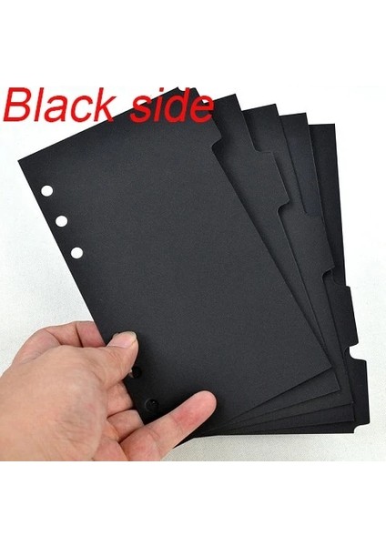 Siyah Taraf A6 6 Delik 2 Paket Üst Taraf Planlayıcı Günlük Bölücüler A5 A6 A7 B5 A4, Siyah Kraft Beyaz Dizin Ayırıcı Kağıt Kontrol Paneli (Yurt Dışından)