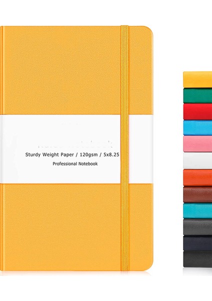 Noktalı Sarı A5 Defter Dergisi Sert Kapak, Çizgili/boş/noktalı Ince Iç Cepli Premium Kalın Kağıt, Günlük Yazmak Için Suni Deri (Yurt Dışından)