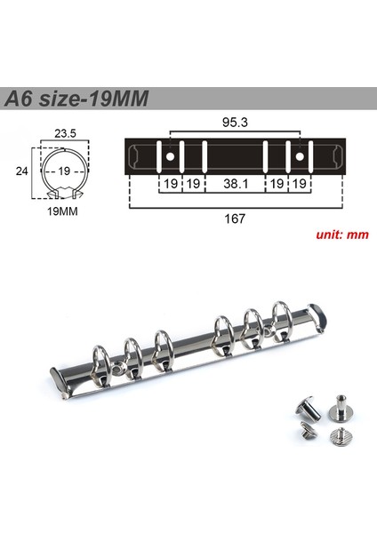 Gümüş A6 19 mm Metal Spiral Halkalar Bağlayıcı Klip 2 Çift Vidalı Günlüğü Dizüstü Planlayıcısı A5 A6 Persoanl A7 Bağlayıcı Klip Dosya Klasörü (Yurt Dışından)