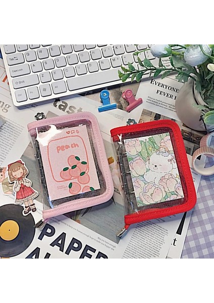 Papatya Pembe Skysonıc 3 Delik Zımba Mini Pvc Bağlayıcı Süt Fermuar Kapak Gevşek Yaprak Günlük Defter Trf Cep Not Defteri Okul Kırtasiye (Yurt Dışından)
