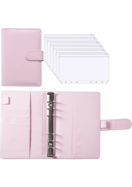 Pembe Iyi Malzeme A6 Pu Deri Bütçe Bağlayıcı Defter Nakit Zarflar Sistemi Seti Bağlayıcı Cepler Para Bütçe Tasarrufu Fatura Organizatör (Yurt Dışından)