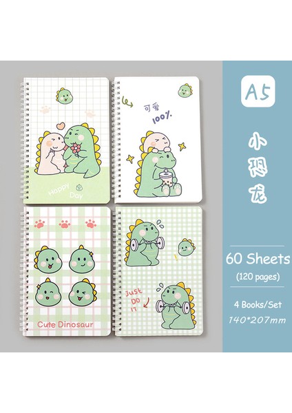 Küçük Dinozor Rastgele 2 Kitap A5 Boyutu Bobin Astarlı Defterler Kawaii Kapak 2 Rastgele Sevimli Kitaplar Kawaii Kore Kırtasiye Öğrenciler Için Okul Malzemeleri (Yurt Dışından)