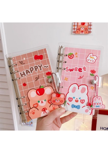 Şeftali Kawaii Ayı Tavşan Spiral Ciltli Defter Izgara Yatay Çizgiler Iç Çekirdek Estetik Gündem Planlayıcısı Organizatör Not Defteri Dergiler (Yurt Dışından)