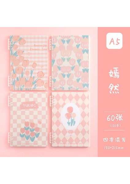 Rastgele 1 Kitap B5 B5 Lale Gevşek Yaprak Kitap Ins Tarzı Dizüstü Sevimli A5 El Defter Çekirdek Yeniden Kullanılabilir Not Defteri Yatay Çizgi Defter (Yurt Dışından)