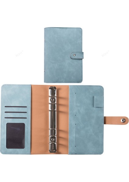 Açık Mavi Kapak A6 A6 Pu Deri Defter Bağlayıcı Bütçe Nakit Zarflar Planlayıcı Organizatör Bağlayıcı Cepler Kategoriler Para Tasarrufu Için Etiket Etiket (Yurt Dışından)