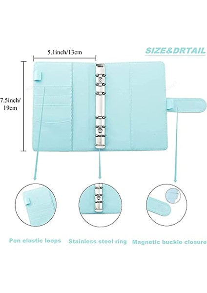 Açık Mavi Kapak A6 A6 Pu Deri Defter Bağlayıcı Bütçe Nakit Zarflar Planlayıcı Organizatör Bağlayıcı Cepler Kategoriler Para Tasarrufu Için Etiket Etiket (Yurt Dışından) modelleri