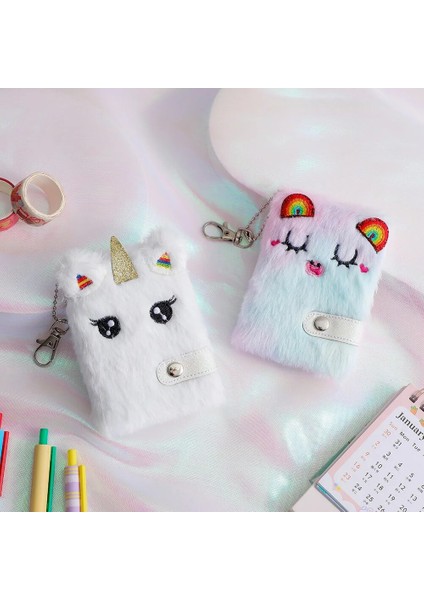 Çok Renkli Kawaii Peluş Kaola Unicorn Yazı Defteri Planlayıcısı Günlük Anahtarlık Kitap Dergisi Planlama Organizatör Gündem Okul Ofis Malzemeleri (Yurt Dışından)