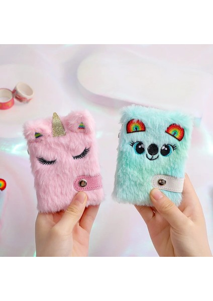 Çok Renkli Kawaii Peluş Kaola Unicorn Yazı Defteri Planlayıcısı Günlük Anahtarlık Kitap Dergisi Planlama Organizatör Gündem Okul Ofis Malzemeleri (Yurt Dışından)